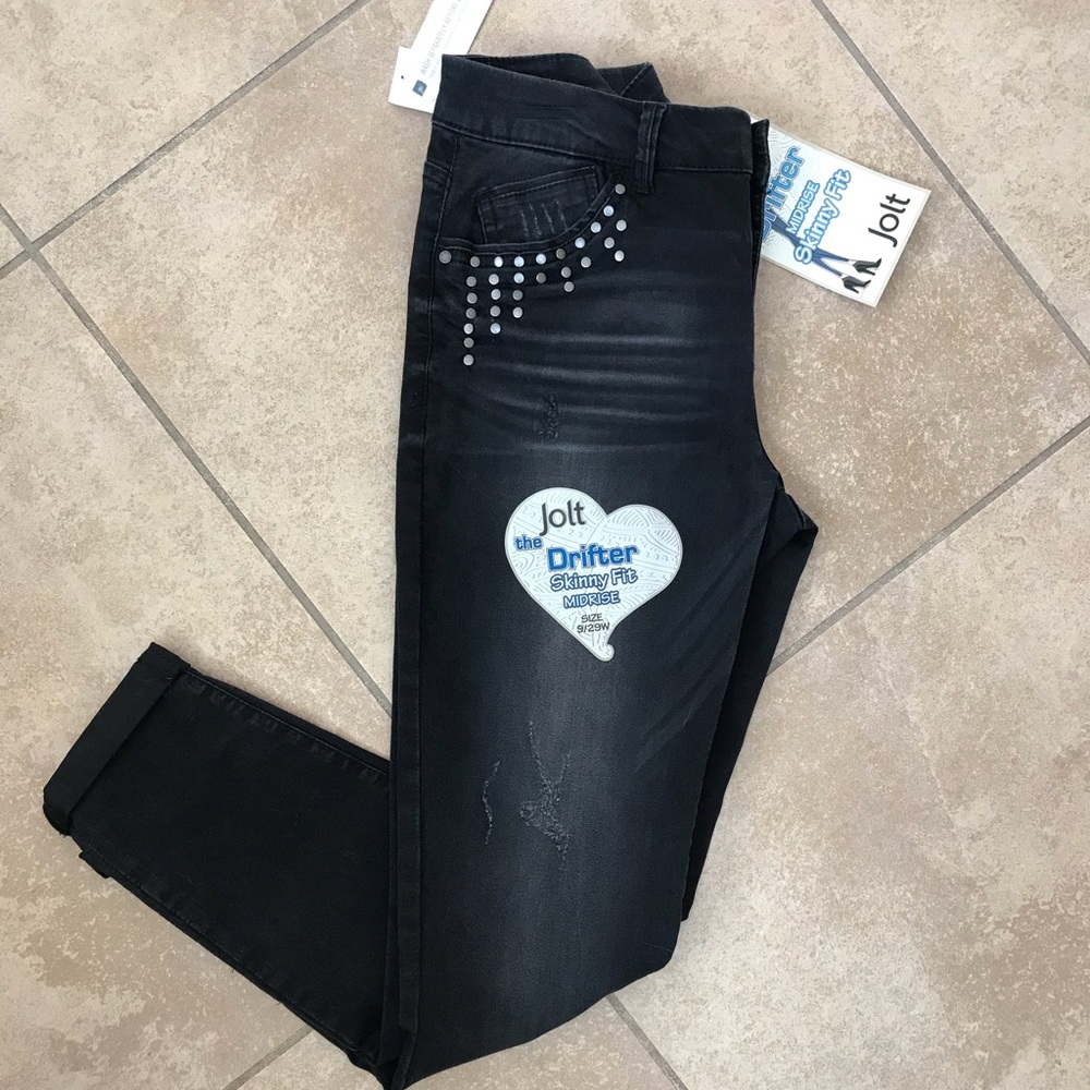 🌺 Jolt Drifter black studded skinny jeans size 9